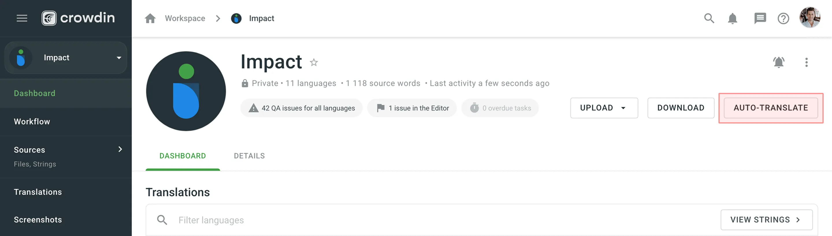 Auto-Translate Button